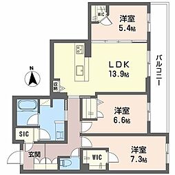 フレシア天王寺 0316 3階3LDKの間取り