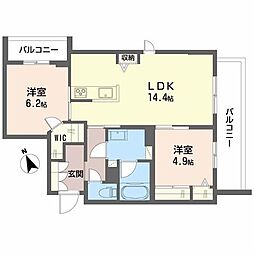 シャーメゾン　ワイズベル 2階2LDKの間取り