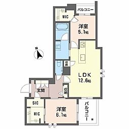 シャーメゾン グランマーサ松虫通り 2LDKの間取図画像