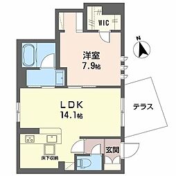 シャーメゾン堂ヶ芝 1LDKの間取図画像
