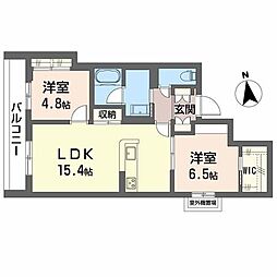 シャーメゾン 東雲 子育て支援 2LDKの間取図画像