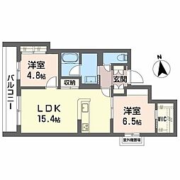 シャーメゾン 東雲 子育て支援 2LDKの間取図画像