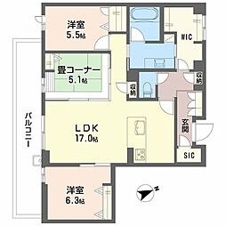 アルテーヌ浜寺元町 2SLDKの間取図画像