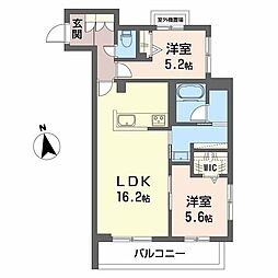 シャーメゾン深翠の杜 2LDKの間取図画像
