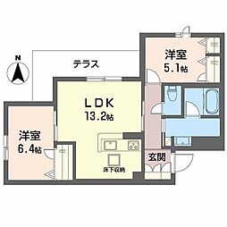 ヒュッゲ コート 2LDKの間取図画像