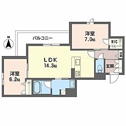 ヒュッゲ コート 2LDKの間取図画像