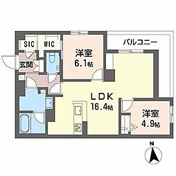 輝 阪南町 2LDKの間取図画像