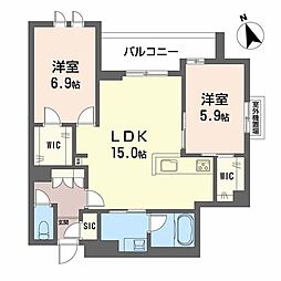 エクラ 庚申堂 2LDKの間取図画像