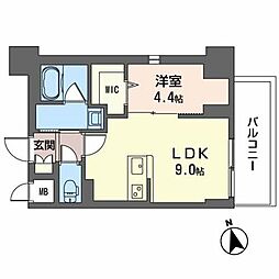SOUTHERNCREST難波南 1LDKの間取図画像