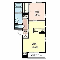 シャーメゾンＷＩＬＬ 2階1LDKの間取り