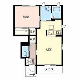 シャーメゾンアドヴァンス 1階1LDKの間取り