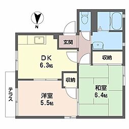 フレグランス吹上 1階2DKの間取り