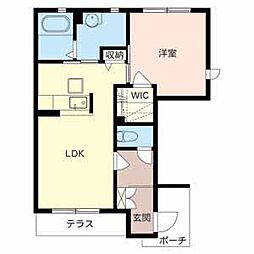 シャーメゾンふじいI 1階1LDKの間取り