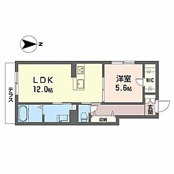 シャーメゾン黒田 0105 1階1LDKの間取り