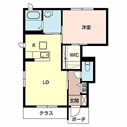 シャーメゾン岸宮 0101 1階1LDKの間取り