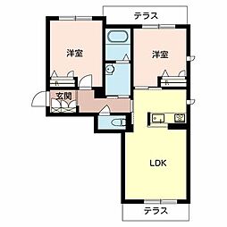 シャーメゾンベレオコスモ 2LDKの間取図画像