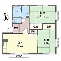 フレグランス翠B棟 2DKの間取図画像