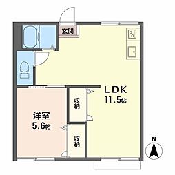 エクセレート府中A棟 1LDKの間取図画像