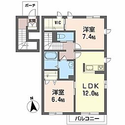 シャーメゾンCRECIA 2LDKの間取図画像
