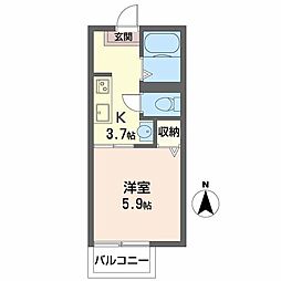 フレグランス神明 1Kの間取図画像