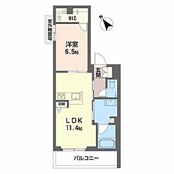 ラ ピエノ 1LDKの間取図画像
