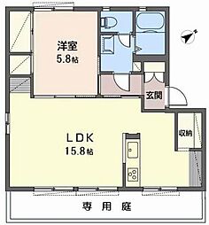 アイクスコートL棟 1LDKの間取図画像