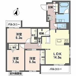 シャーメゾン トレドゥース 甲南山手 3LDKの間取図画像