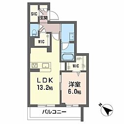 シャーメゾン小久保 一部みらいエコ対象物件 1LDKの間取図画像