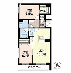 コントヴィニヤード 2LDKの間取図画像
