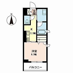 シャーメゾンろくはら 3階1Kの間取り