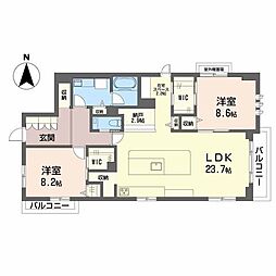 グランメゾン御所南 2SLDKの間取図画像