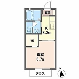 メゾン・ド・パーシモン 1Kの間取図画像