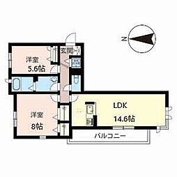 Lacasapulita 2LDKの間取図画像