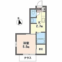 ジョイハウスB 1Kの間取図画像