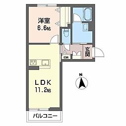 ベレオ西町 1階1LDKの間取り