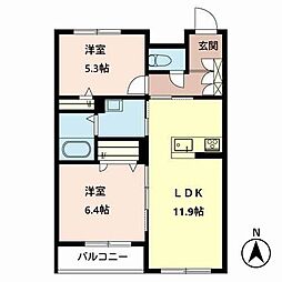 グランドハピネス 2LDKの間取図画像