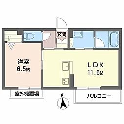 Bereo西町 1LDKの間取図画像
