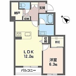 プエンテ サツキ 1LDKの間取図画像