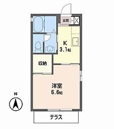マノワールA棟 1Kの間取図画像