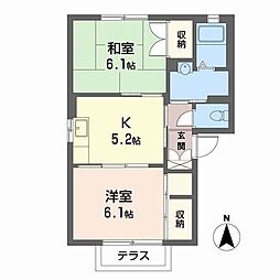 ロイヤルメゾン竹田 2Kの間取図画像