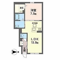 シャーメゾン岩倉 1階1LDKの間取り