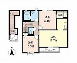 グラツィエ伊吹 2LDKの間取図画像