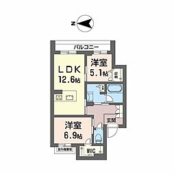 御所タキマ 2LDKの間取図画像
