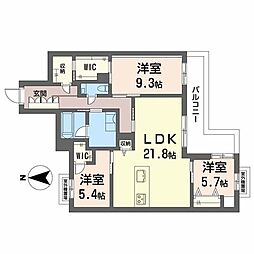 御所タキマ 3LDKの間取図画像
