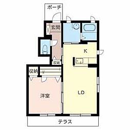 フローラル・アイ 1階1LDKの間取り