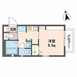 カーサ　バウム 2階ワンルームの間取り