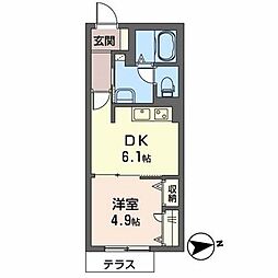 プランドール 1DKの間取図画像