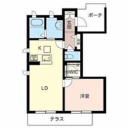 フローレス京橋 1階1LDKの間取り