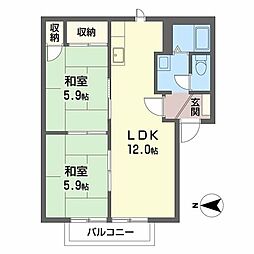 コーポ・アルバ 1階2LDKの間取り
