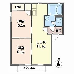 メーゾンイトー 2LDKの間取図画像